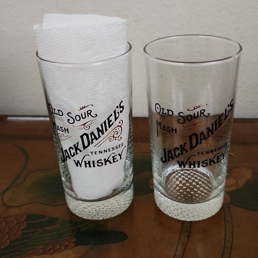 Jack Daniel's Tennessee Whiskey Old Sour Mash Glass Set of 2 12 oz.